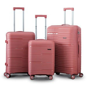 Travel Way PP Unbreakable Luggage Bag With Double Spinner Wheel | 3 Piece Set 20, 24 and 28 Inches Rose Gold