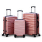 3 Piece Full Set  20" 24" 28 Inches Rose Gold Colour Ocean ABS Lightweight Luggage Bag With Double Spinner Wheel Zaappy
