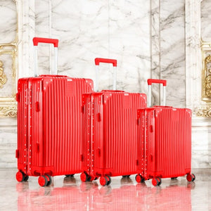 Aluminium Framed Hard Shell Without Zipper TSA Luggage Red | 3 Piece Set 20. 24 and 28 Inches