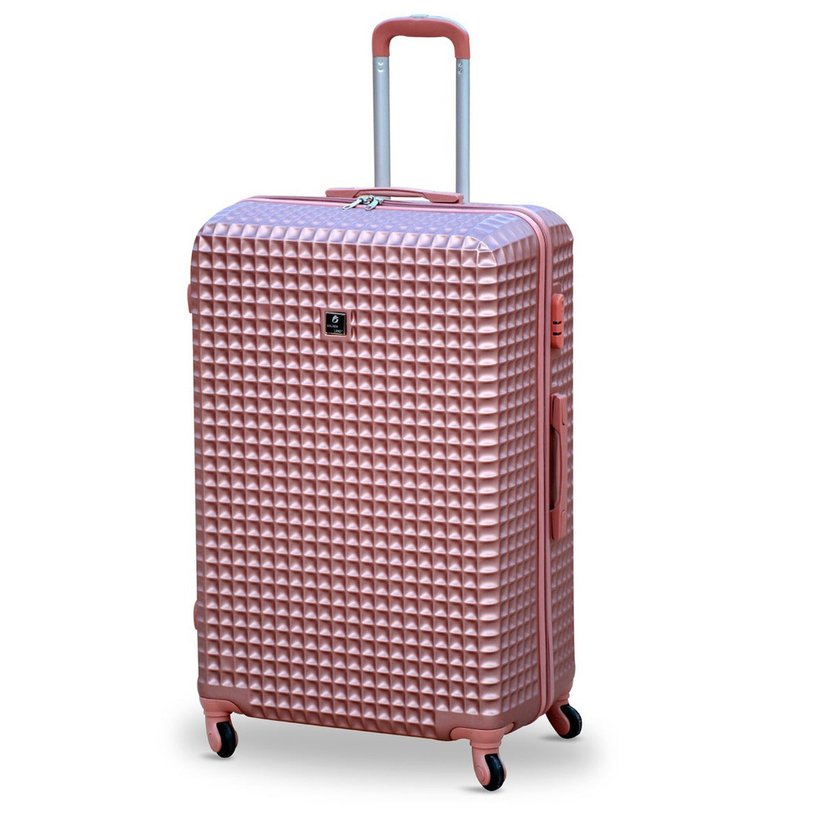 4 Piece Set 7" 20" 24" 28 Inches Rose Gold Colour Square Cut ABS Luggage Lightweight Hard Case Trolley Bag Zaappy.com