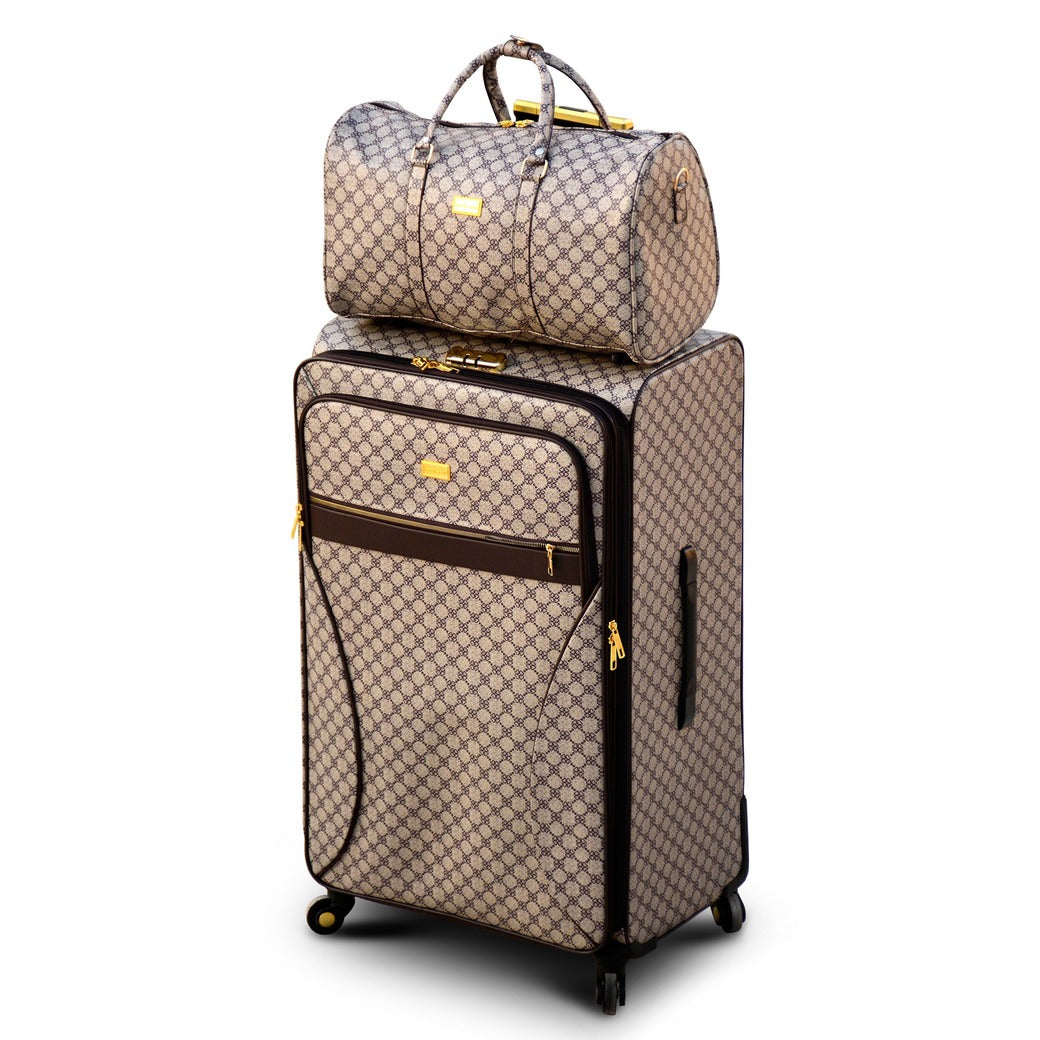 32" VL PU Leather Soft Material Spinner Wheel Luggage Bag With Beauty Case Combo Set