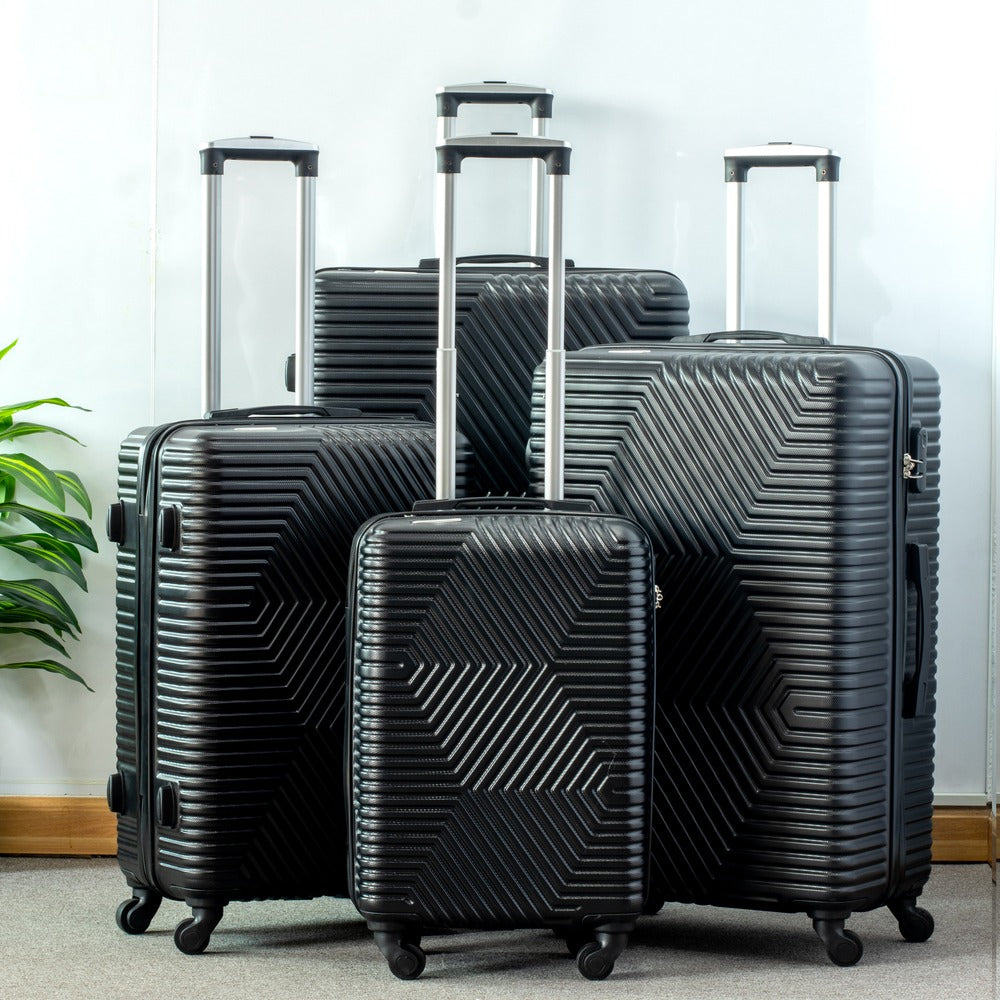 4 Piece Set  20" 24" 28" 32 Inches Zig Zag ABS Lightweight Luggage Bag With Double Spinner Wheel