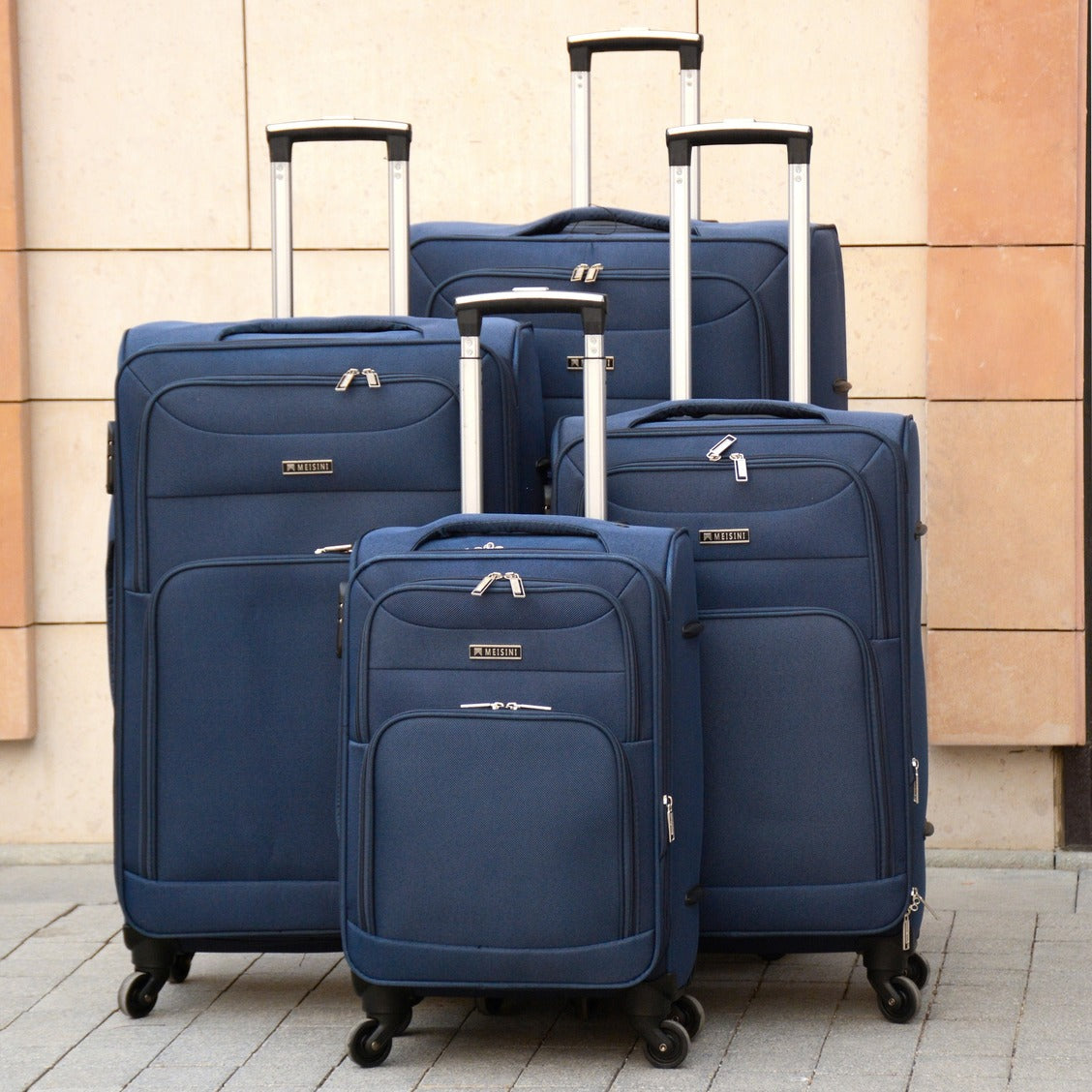 4 Piece Full Set 20" 24" 28" 32 Inches Blue Colour LP 4 Wheel 0169 Lightweight Soft Material Luggage Bag Zaappy