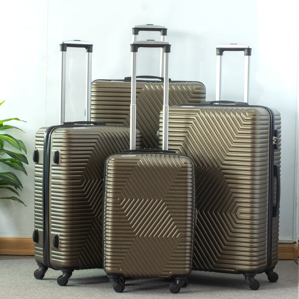 4 Piece Set  20" 24" 28" 32 Inches Zig Zag ABS Lightweight Luggage Bag With Double Spinner Wheel