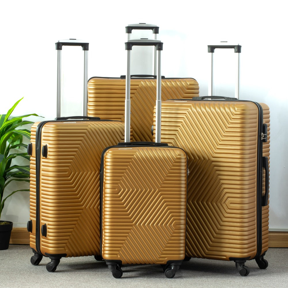 4 Piece Set  20" 24" 28" 32 Inches Zig Zag ABS Lightweight Luggage Bag With Double Spinner Wheel