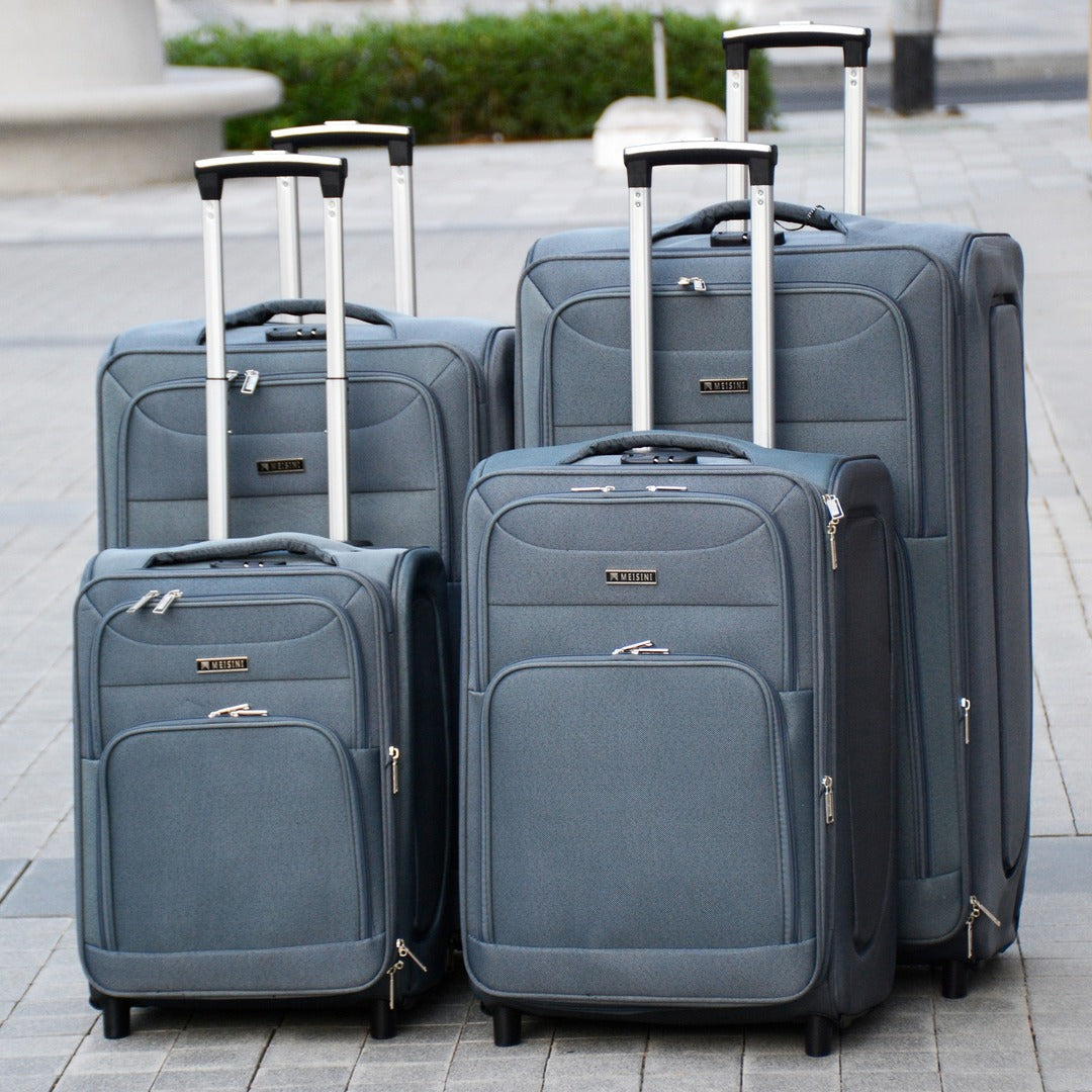 4 Piece Full Set 20" 24" 28" 32 Inches Grey Colour LP 2 Wheel 0161 Lightweight Soft Material Luggage Bag Zaappy