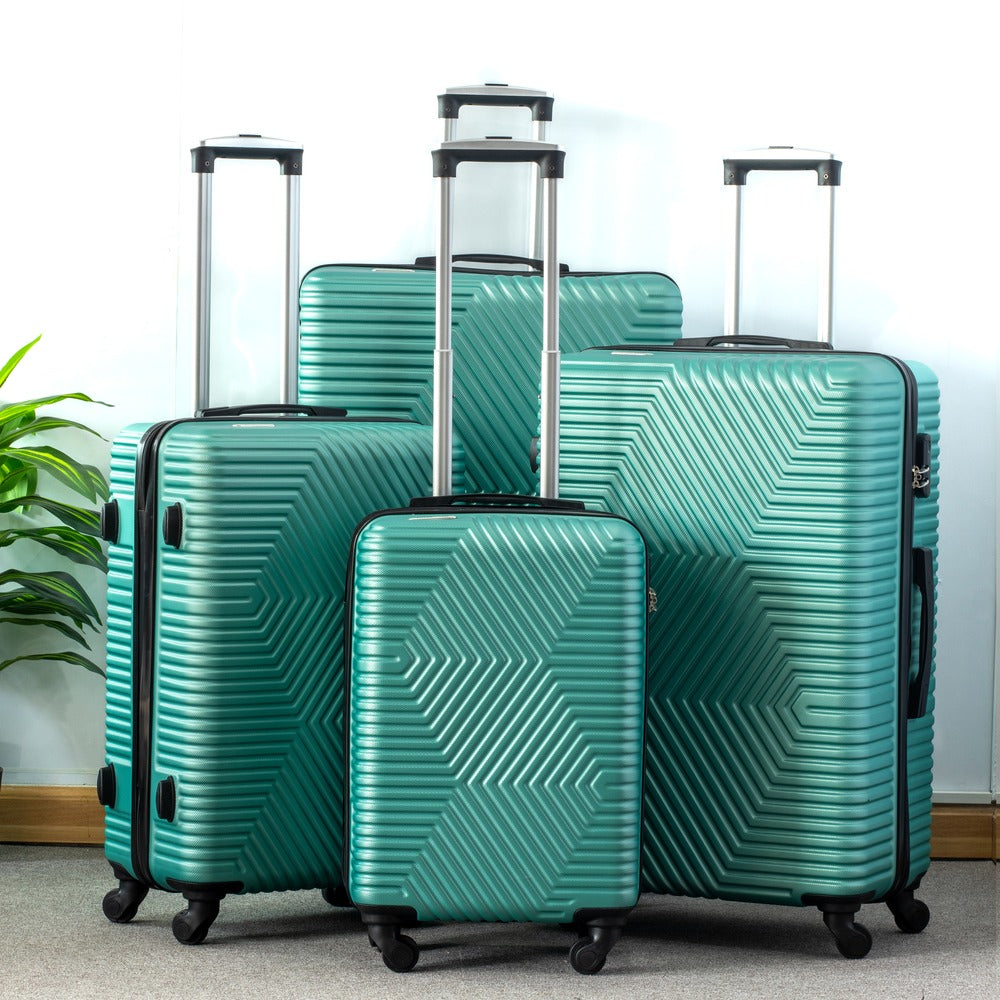 4 Piece Set  20" 24" 28" 32 Inches Zig Zag ABS Lightweight Luggage Bag With Double Spinner Wheel