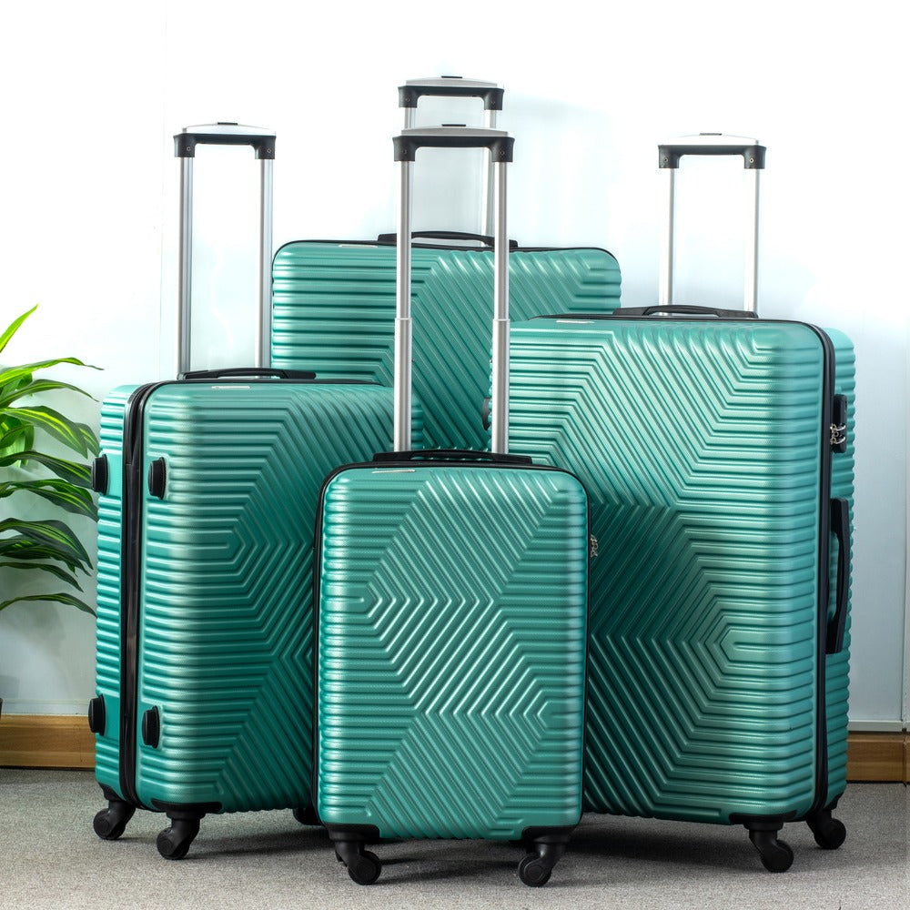 4 Piece Full Set 20" 24" 28" 32 Inches Zig Zag ABS Lightweight Luggage Bag with Double Spinner Wheel Zaappy