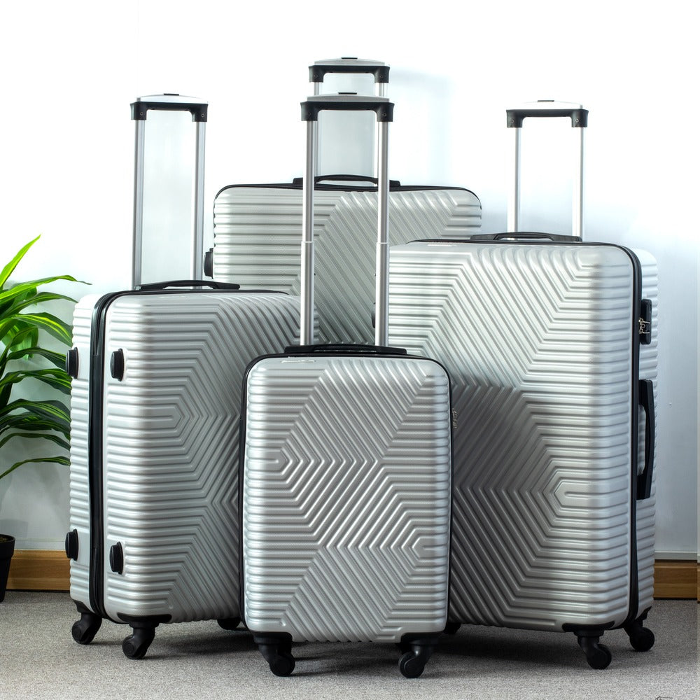 4 Piece Set  20" 24" 28" 32 Inches Zig Zag ABS Lightweight Luggage Bag With Double Spinner Wheel