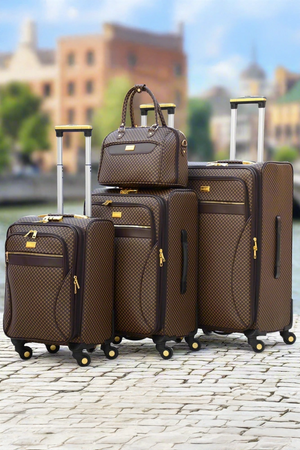 VL Classic PU Leather Lightweight Soft Material Luggage Bag with Spinner wheel | 4 Piece Set 7, 20, 24 and 28 Inches
