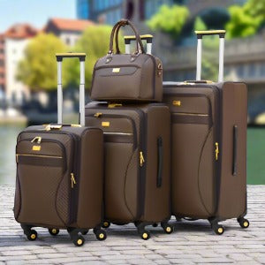 VL Classic PU Leather Lightweight Soft Material Luggage Bag with Spinner wheel | 4 Piece Set 7, 20, 24 and 28 Inches