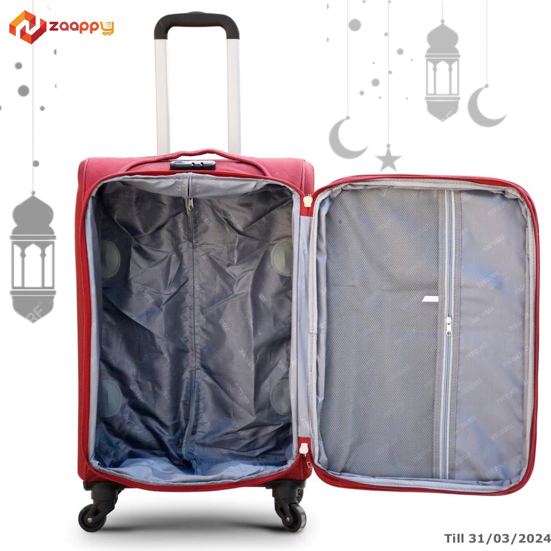 20" Soft Material Cabin Size 4 Wheel Luggage Bag With Smartwatch Combo Gift | 7-10 Kg Capacity