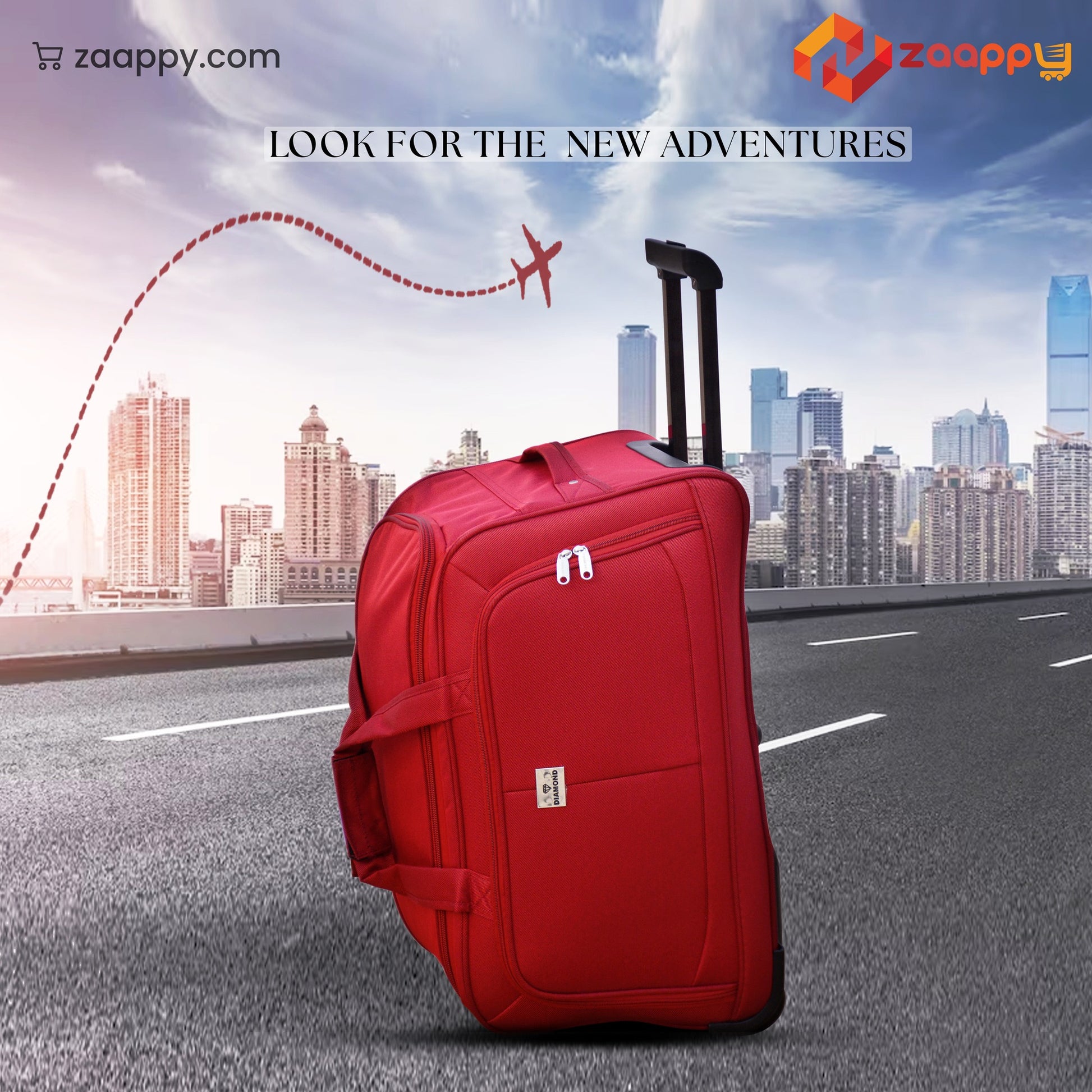 Wheeled Red Material Duffel Bag | Carry on Travel bag With Wheel - 0050 Zaappy