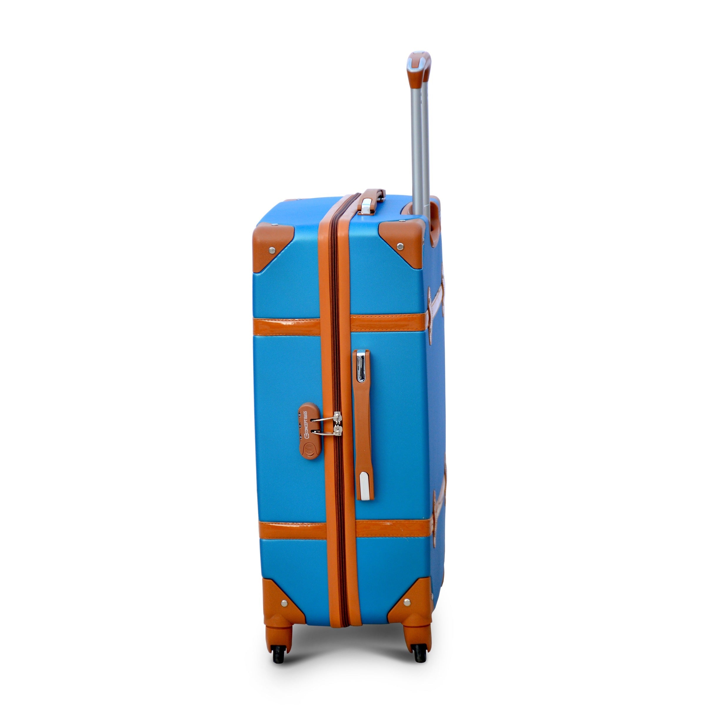 24" Blue and Brown Corner Guard ABS Lightweight Luggage Bag With Spinner Wheel