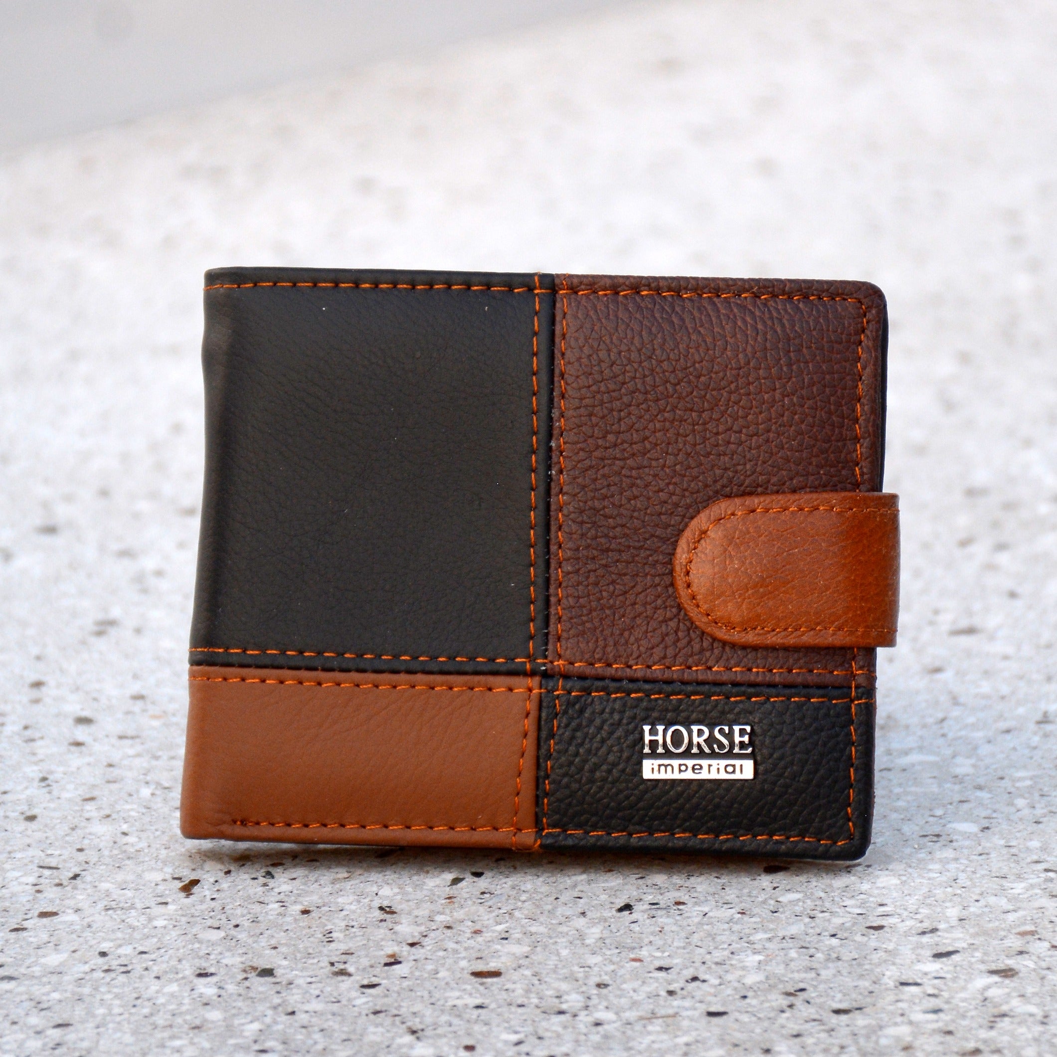 Men's Genuine Leather Purse | 2 Fold Button Wallet