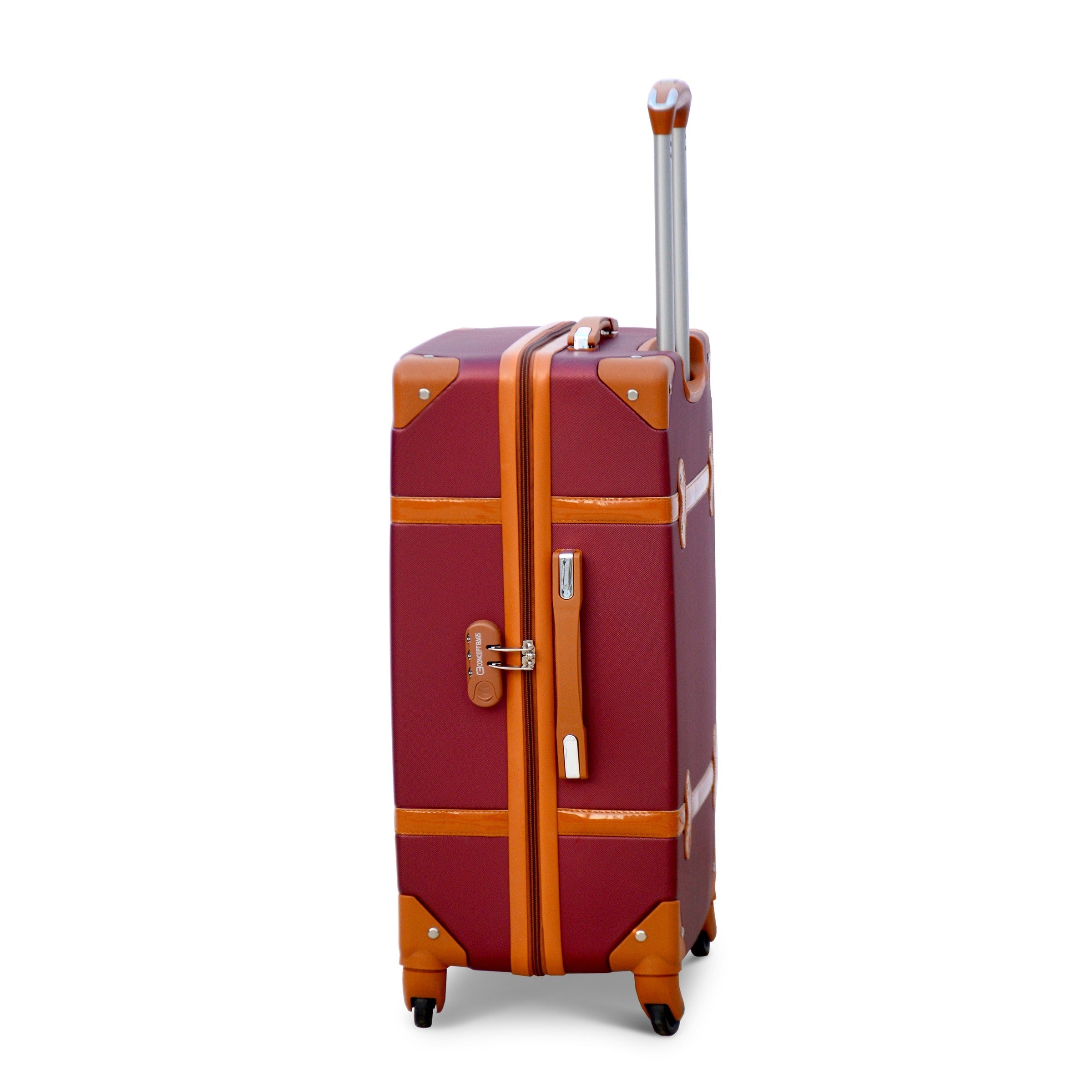 20" Corner Guard ABS Burgundy Lightweight Carry On Luggage Bag With Spinner Wheel