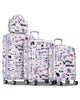 4 Pcs Set 7, 20, 24 and 28 Inch ABS Printed White 4 Spinner Wheel Luggage Bag | Lovely Trolley White