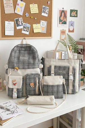 4 Piece Backpack Combo Set | Check Type Fashion Kids Bags