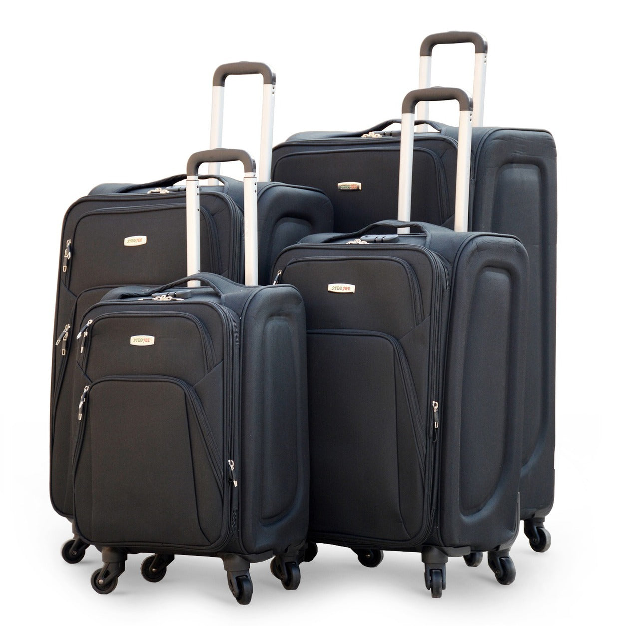 4 Piece Set 20, 24, 28 and 32 Inches SJ JIAN 4 Wheel Lightweight Soft Material Luggage Bag
