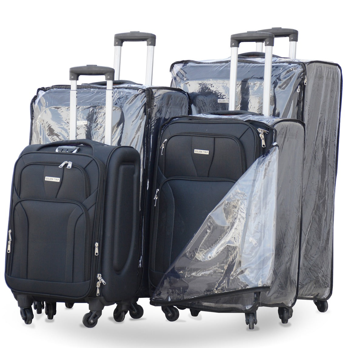4 Piece Set Soft Material 4 Wheel Premium Luggage Bag with Full Cover C1