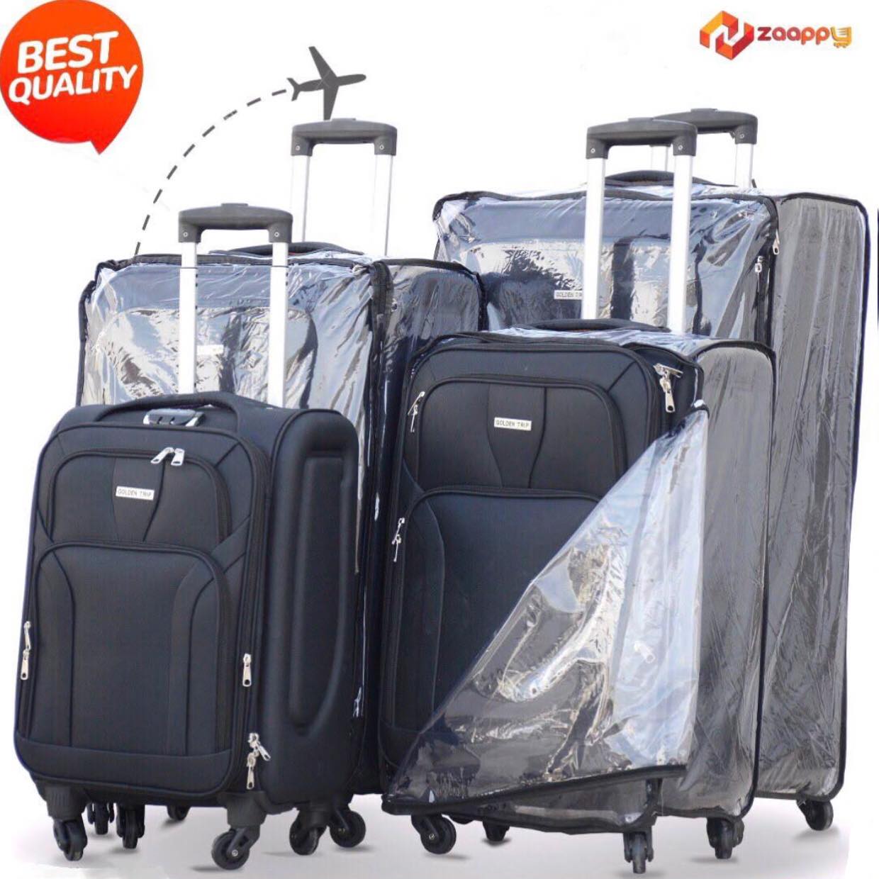 4 Piece Full Set Soft Material 4 Wheel Premium Luggage Bag with Full Cover C1