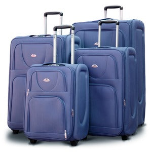 4 Piece Set 20, 24, 28 and 32 Inches Blue SJ JIAN 2 Wheel Lightweight Soft Material Luggage Bag