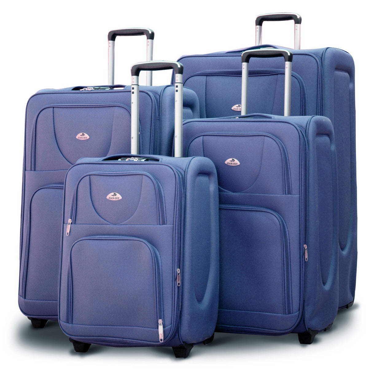4 Piece Set 20" 24" 28" 32 Inches Blue SJ JIAN 2 Wheel Lightweight Soft Material Luggage Bag
