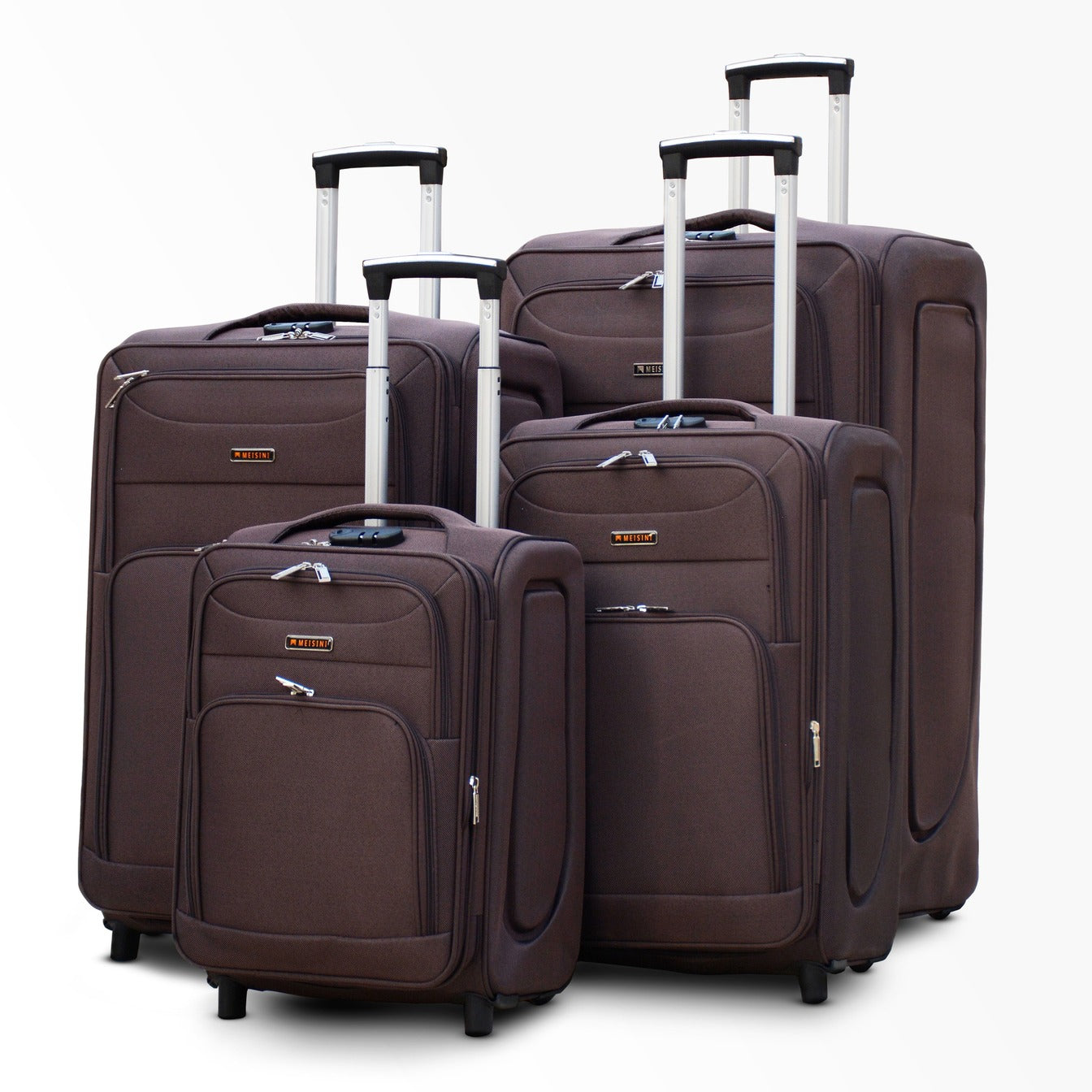 4 Piece Full Set 20" 24" 28" 32 Inches Coffee Colour LP 2 Wheel 0161 Lightweight Soft Material Luggage Bag