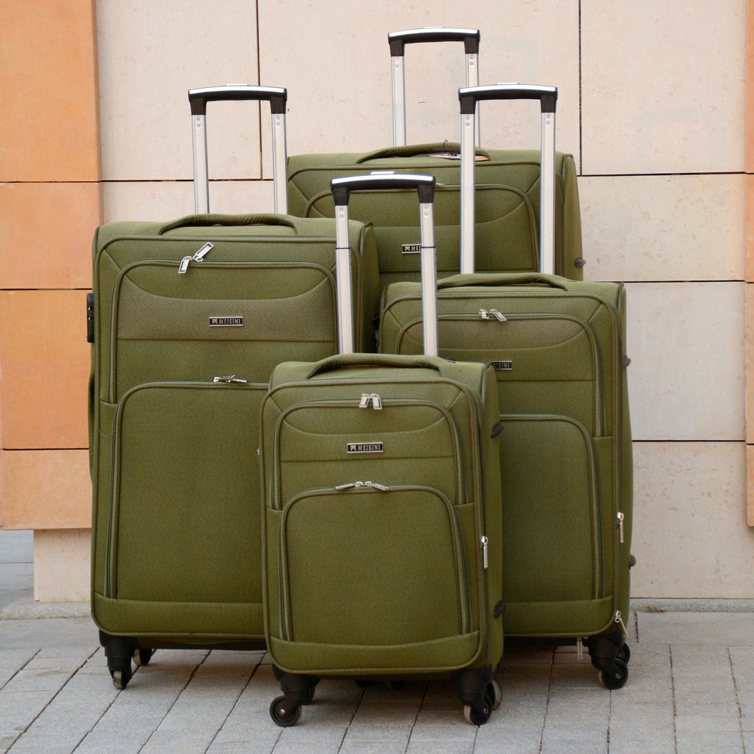 4 Piece Full Set 20" 24" 28" 32 Inches Green Colour LP 4 Wheel 0169 Luggage Lightweight Soft Material Trolley Bag
