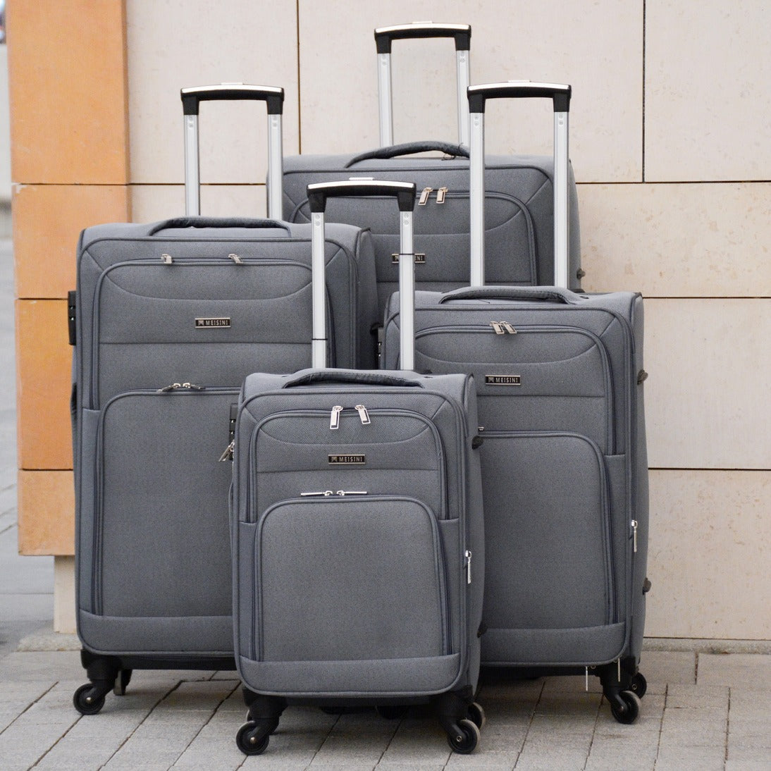 4 Piece Full Set 20" 24" 28" 32 Inches Grey Colour LP 4 Wheel 0169 Luggage Lightweight Soft Material Trolley Bag Zaappy.com