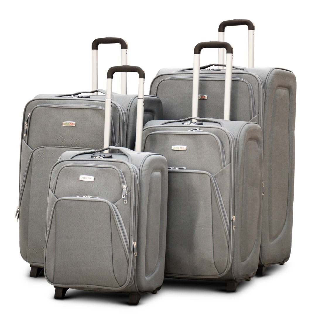 4 Piece Set 20" 24" 28" 32 Inches Grey SJ JIAN 2 Wheel Luggage Lightweight Soft Material Trolley Bag