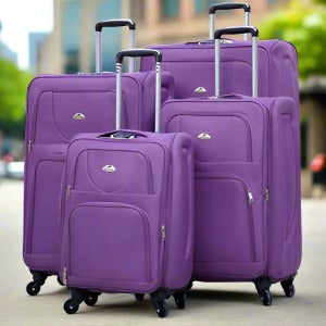 4 Piece Set 20, 24, 28 and 32 Inches SJ JIAN 4 Wheel Lightweight Soft Material Luggage Bag