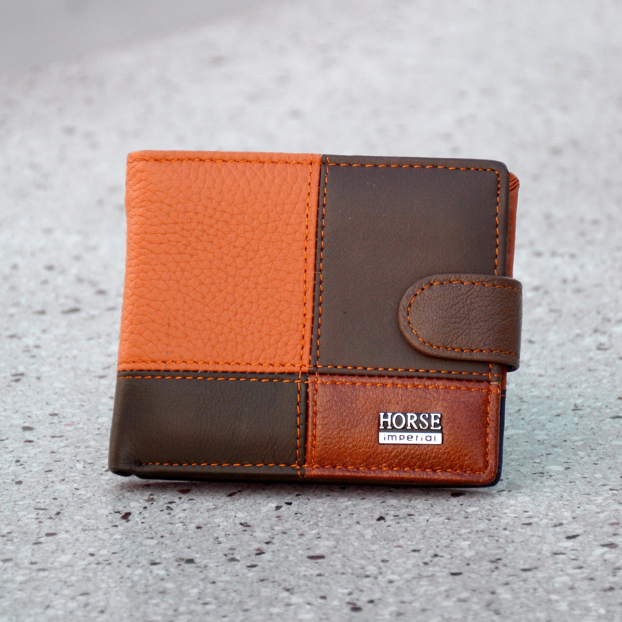 Men's Genuine Leather Purse | 2 Fold Button Wallet