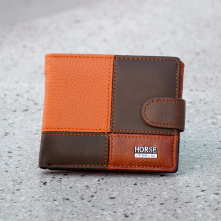 Men's Genuine Leather Purse | 2 Fold Button Wallet