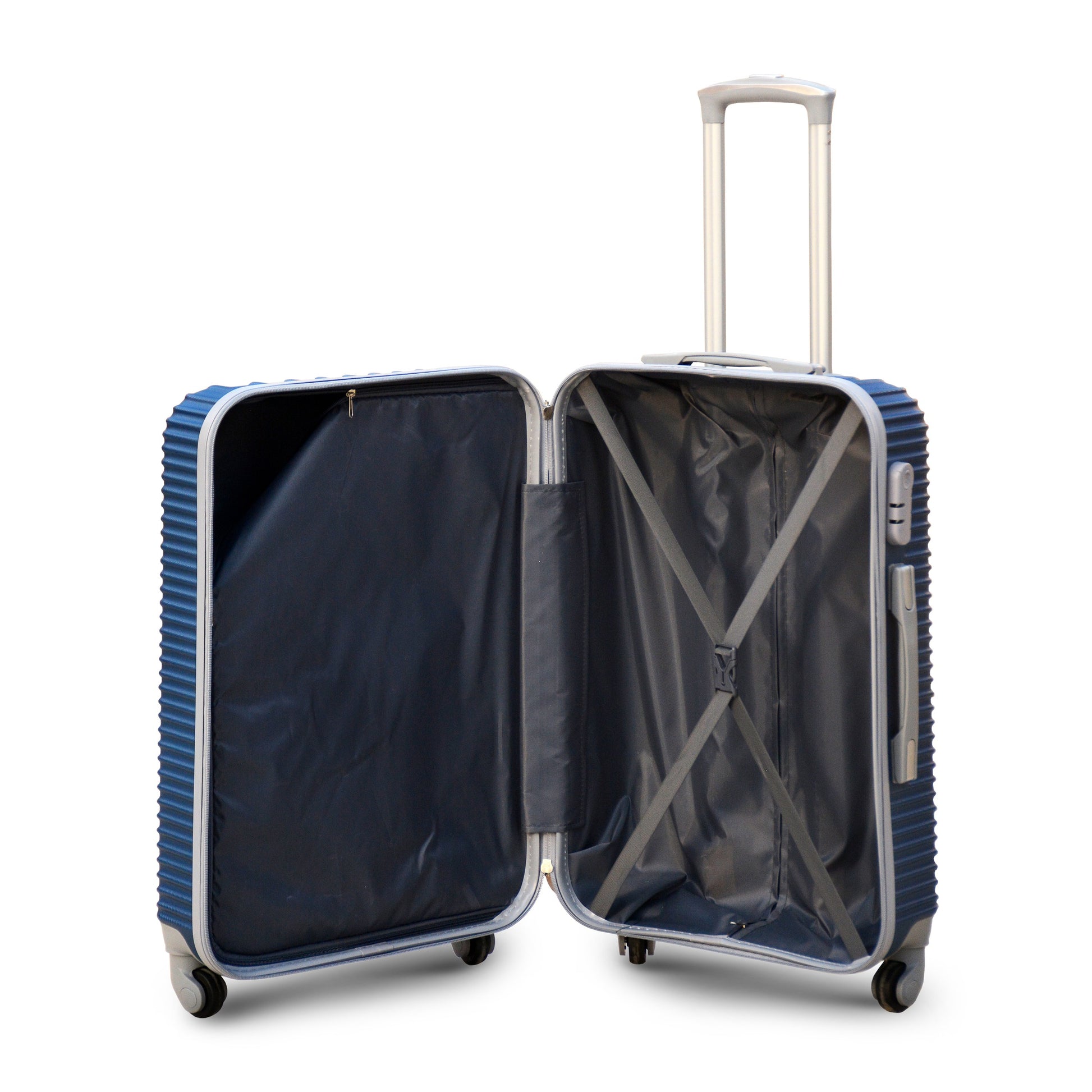 3 Pcs Set 20” 24” 28 Inches Skyline ABS Blue Lightweight ABS Luggage | Hard Case Trolley Bag zaappy uae
