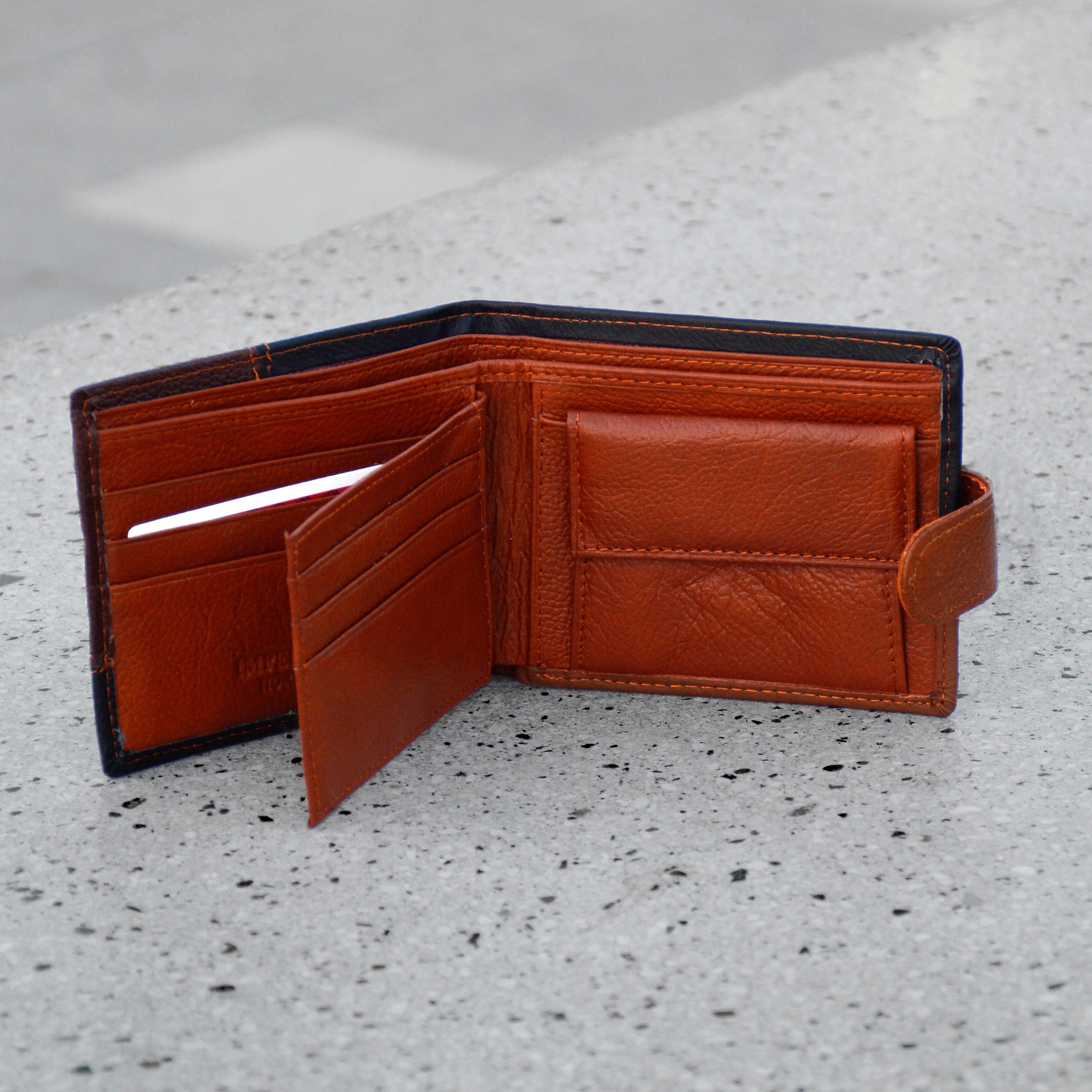 Men's Genuine Leather Purse | 2 Fold Button Wallet