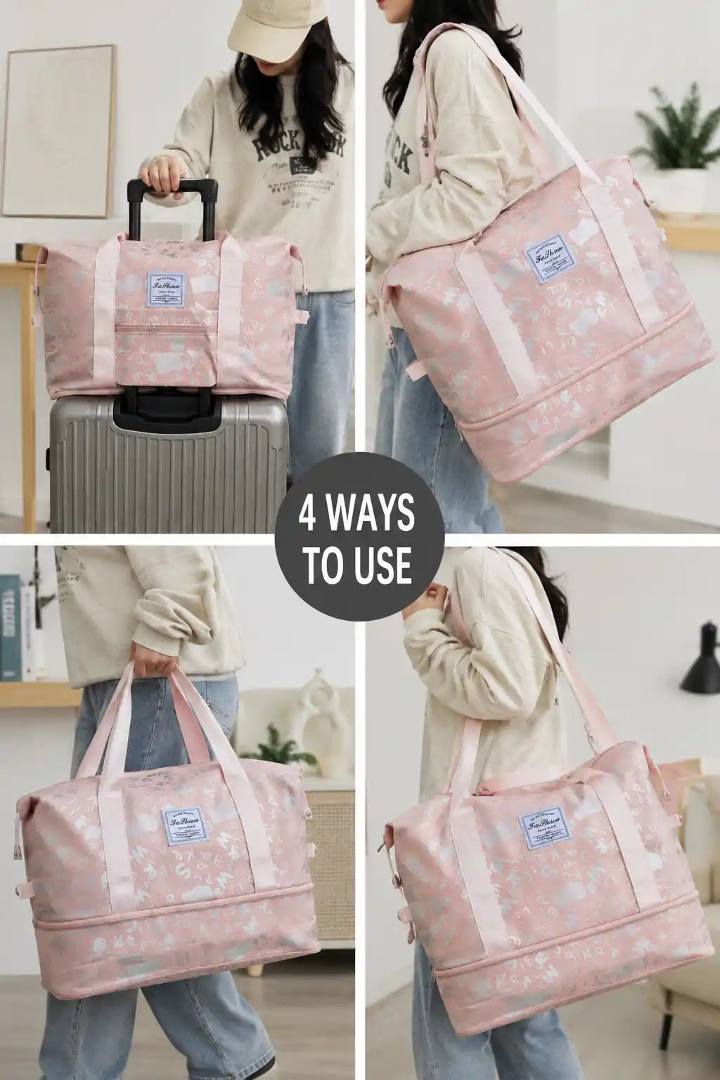 Cute Alphabet Printed Expandable Stylish Outdoor Tote Bag in Multiple Colours
