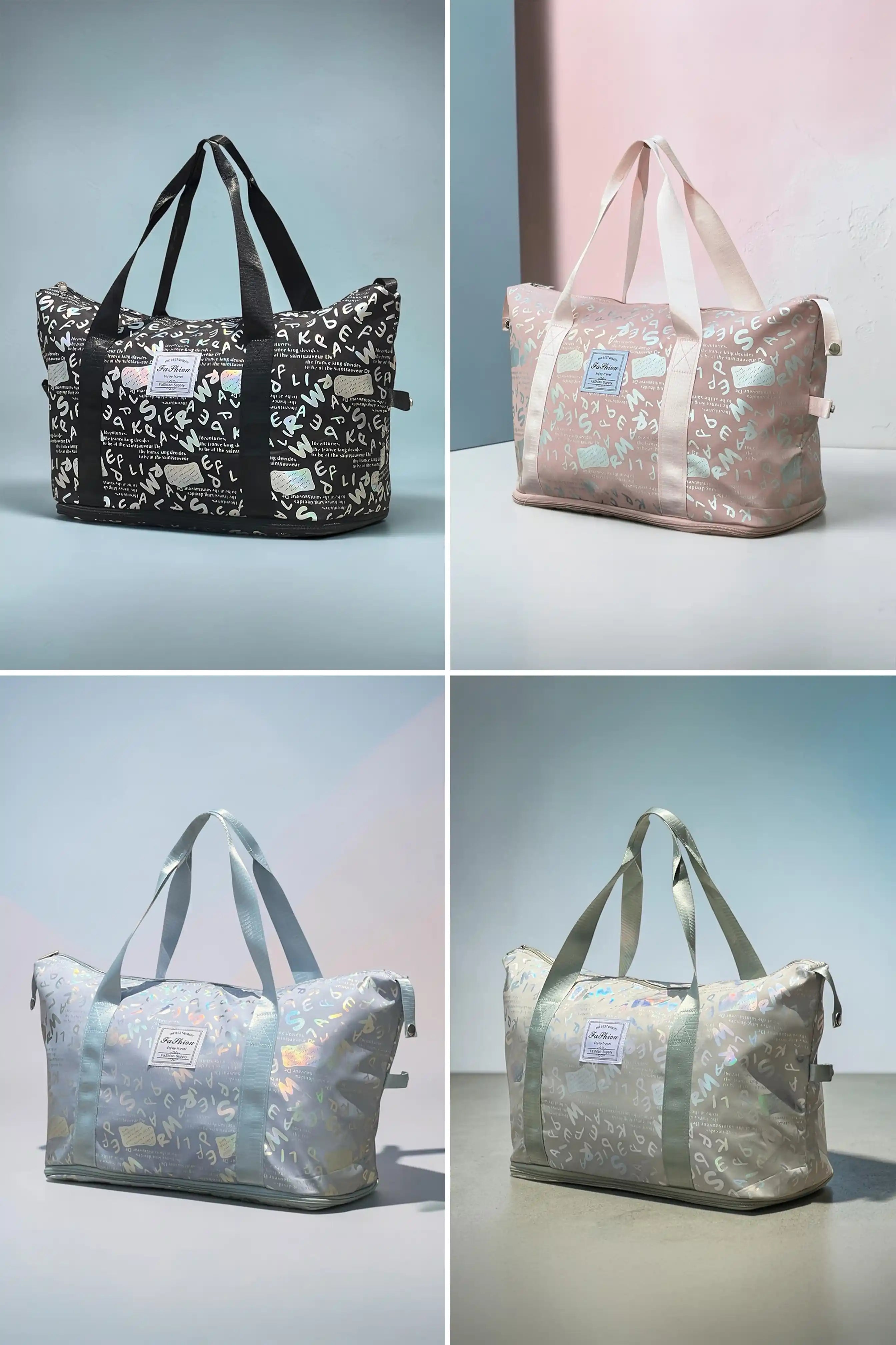 Cute Alphabet Printed Expandable Stylish Outdoor Tote Bag in Multiple Colours