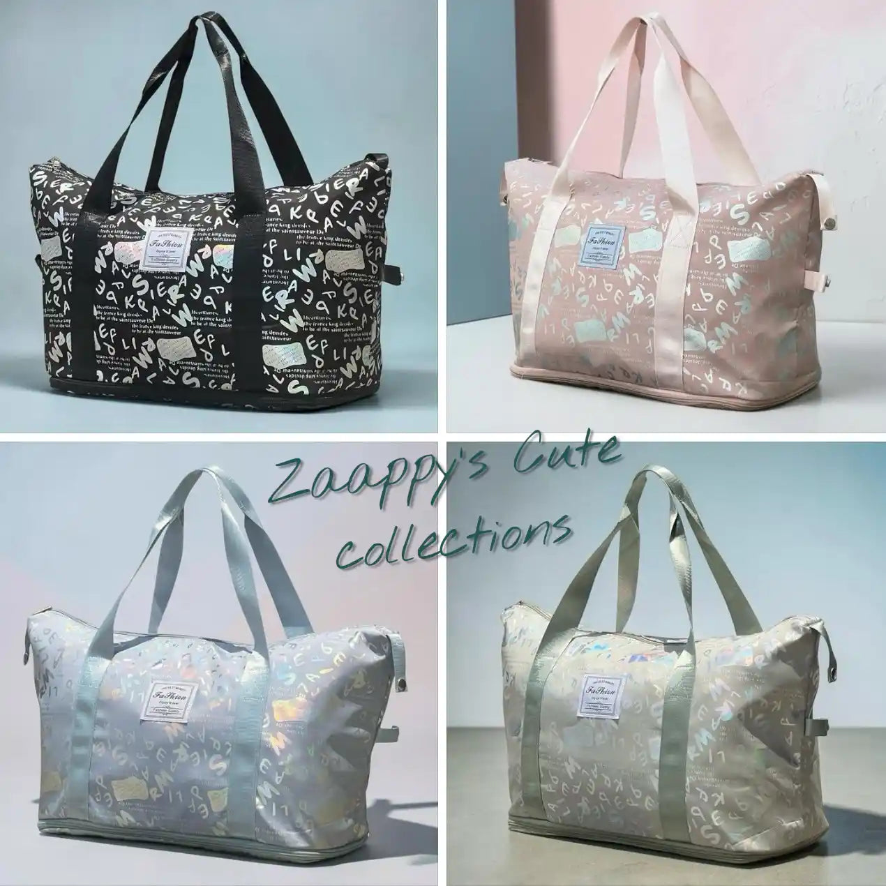 Cute Alphabet Printed Expandable Stylish Outdoor Tote Bag in Multiple Colours