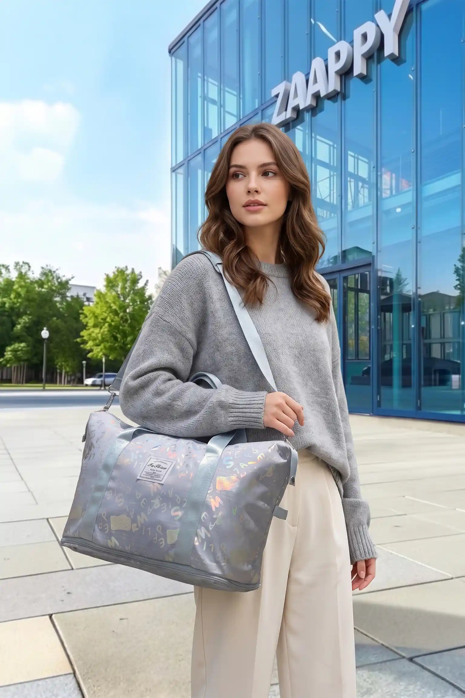 Cute Alphabet Printed Expandable Stylish Outdoor Tote Bag in Multiple Colours