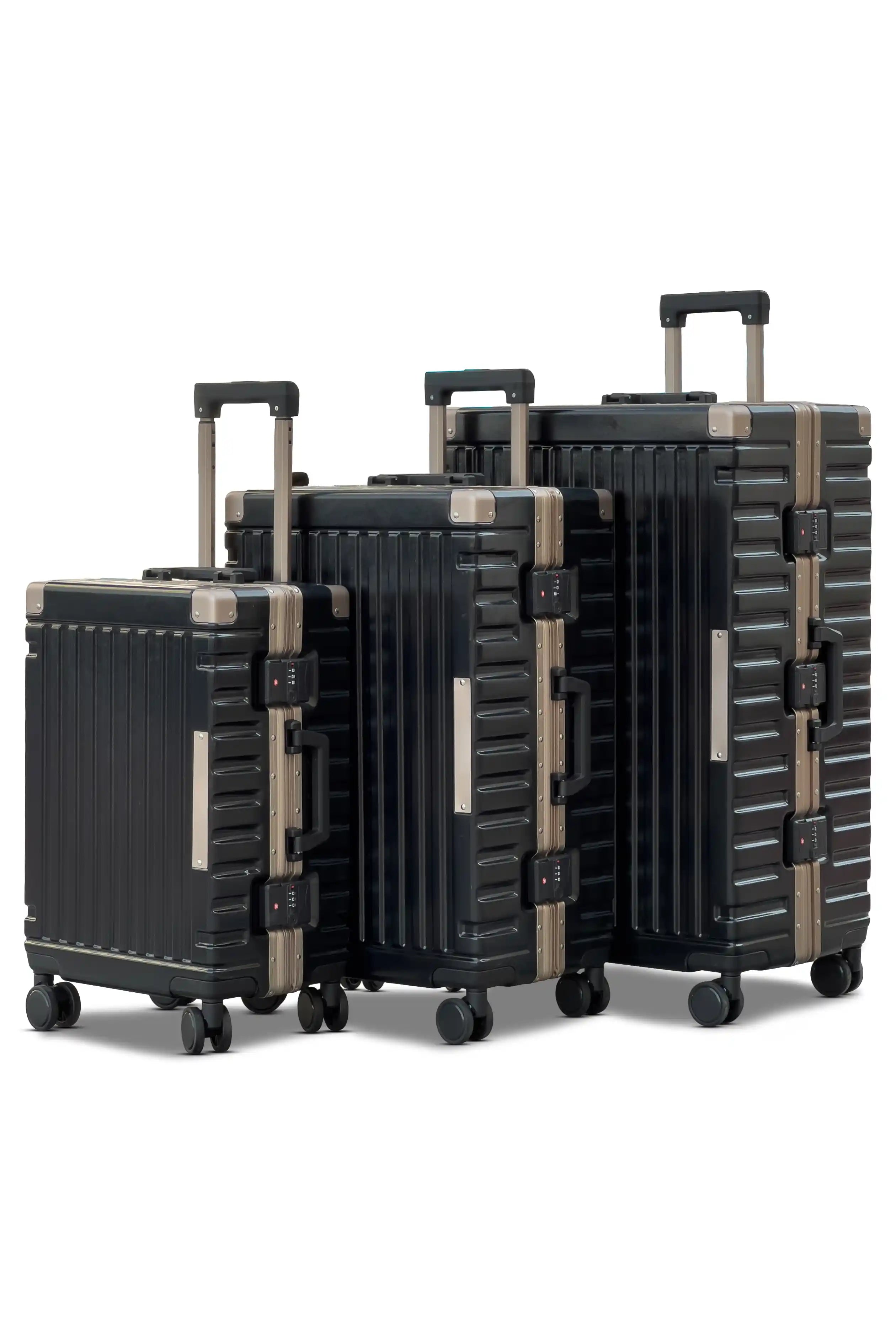 Aeris Aluminium Framed Lightweight 3 Pcs Set (20/24/28 Inch) Luggage Bags with Smooth Spinner Wheels