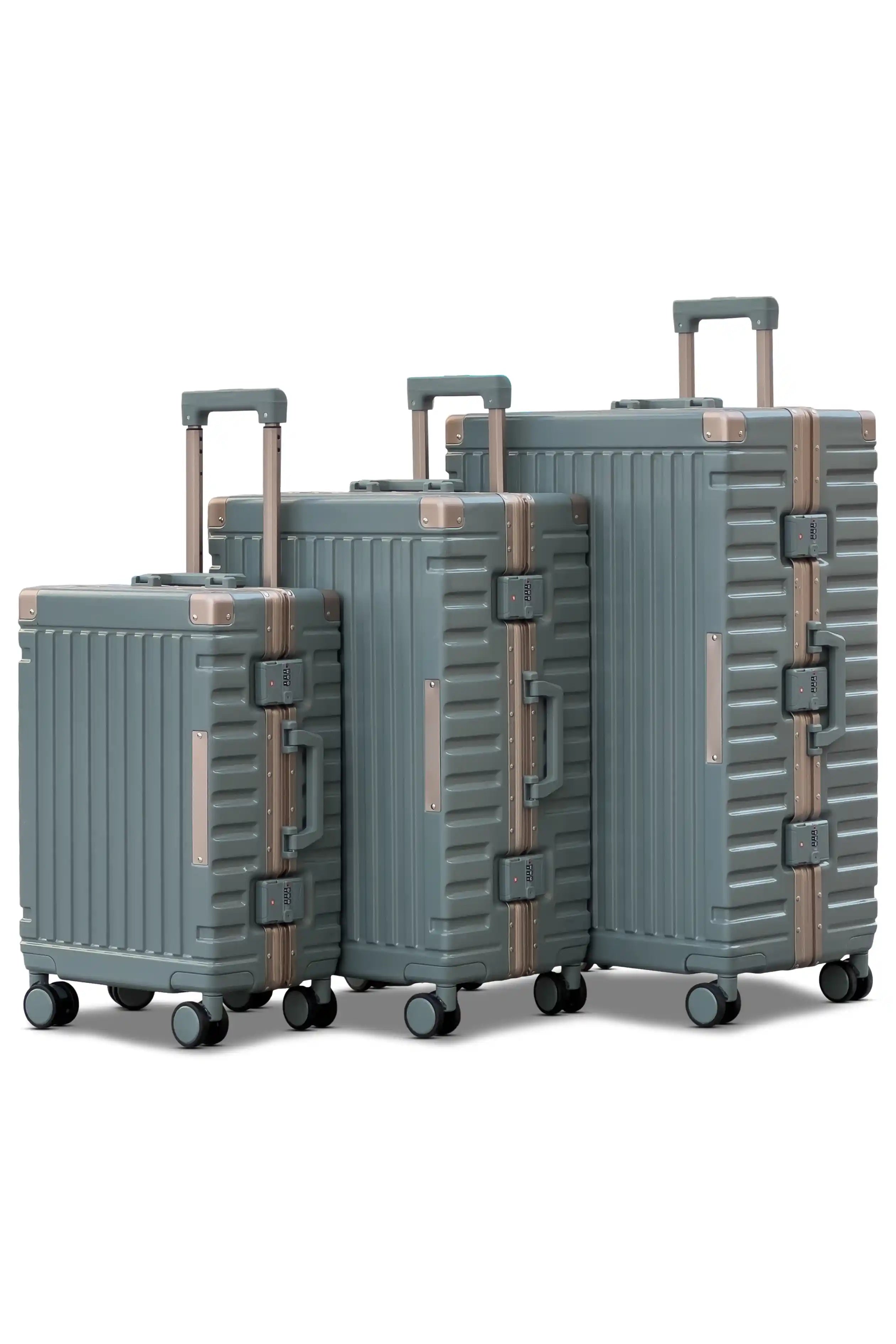 Aeris Aluminium Framed Lightweight 3 Pcs Set (20/24/28 Inch) Luggage Bags with Smooth Spinner Wheels