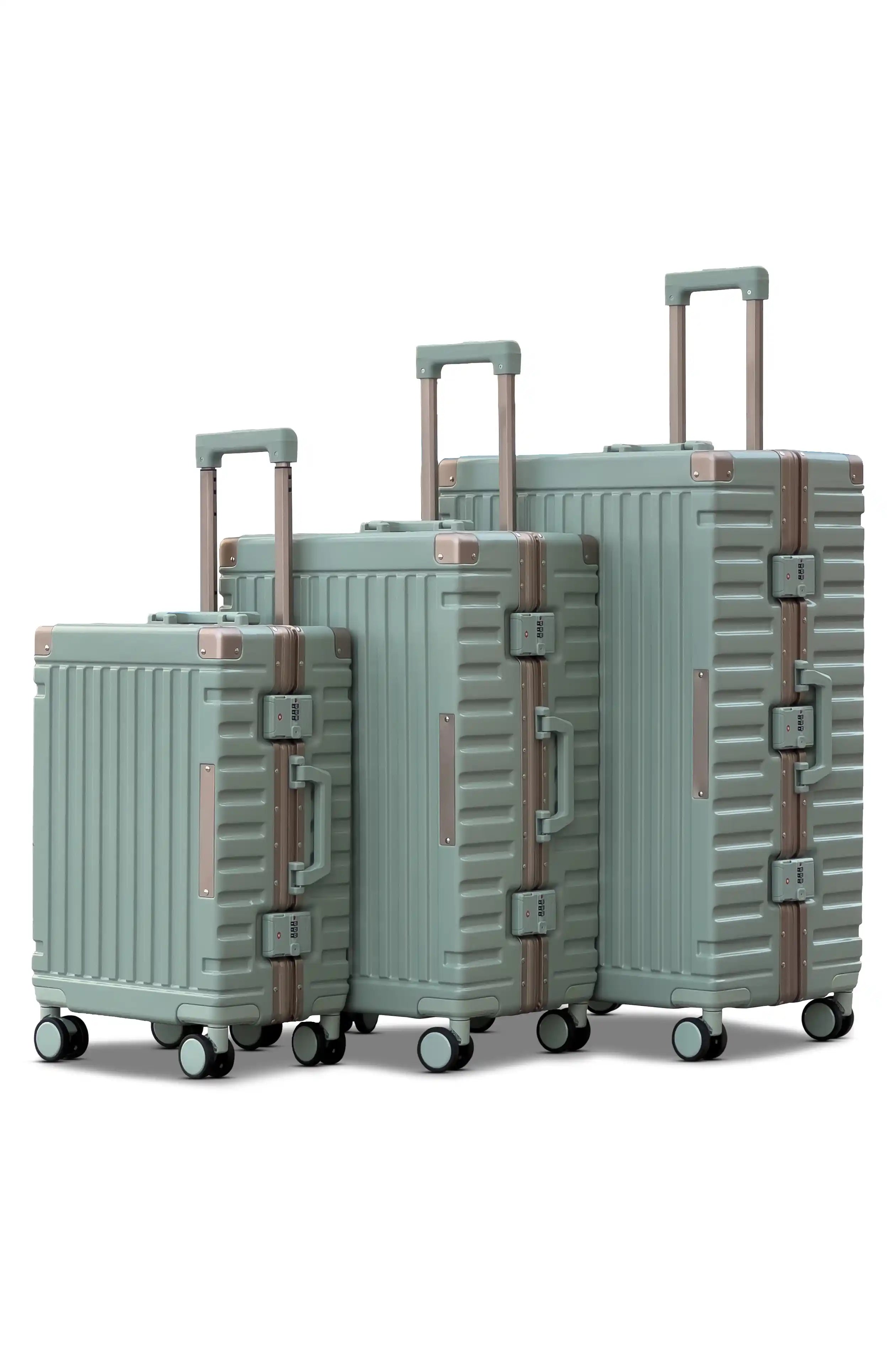 Aeris Aluminium Framed Lightweight 3 Pcs Set (20/24/28 Inch) Luggage Bags with Smooth Spinner Wheels