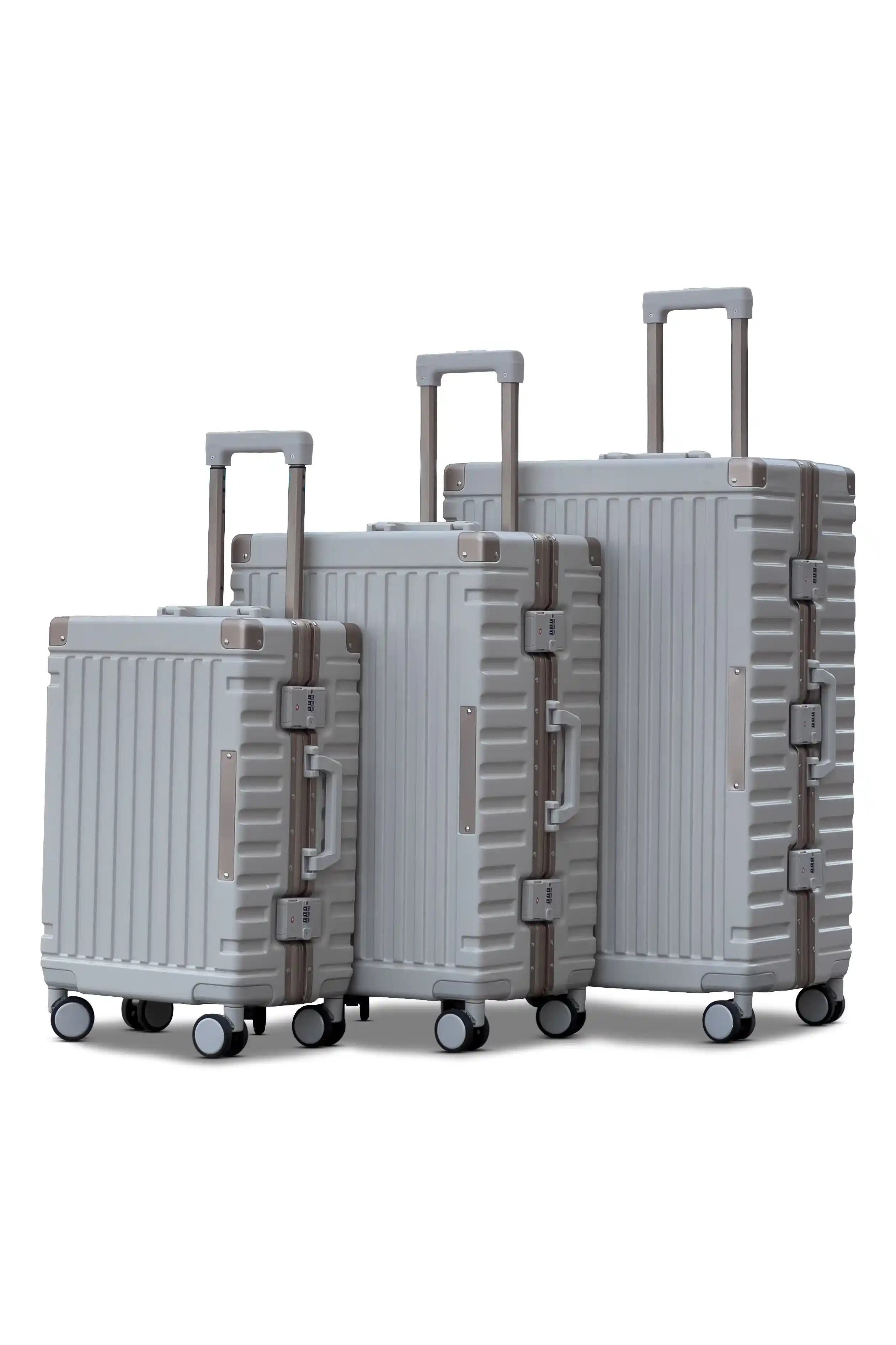 Aeris Aluminium Framed Lightweight 3 Pcs Set (20/24/28 Inch) Luggage Bags with Smooth Spinner Wheels