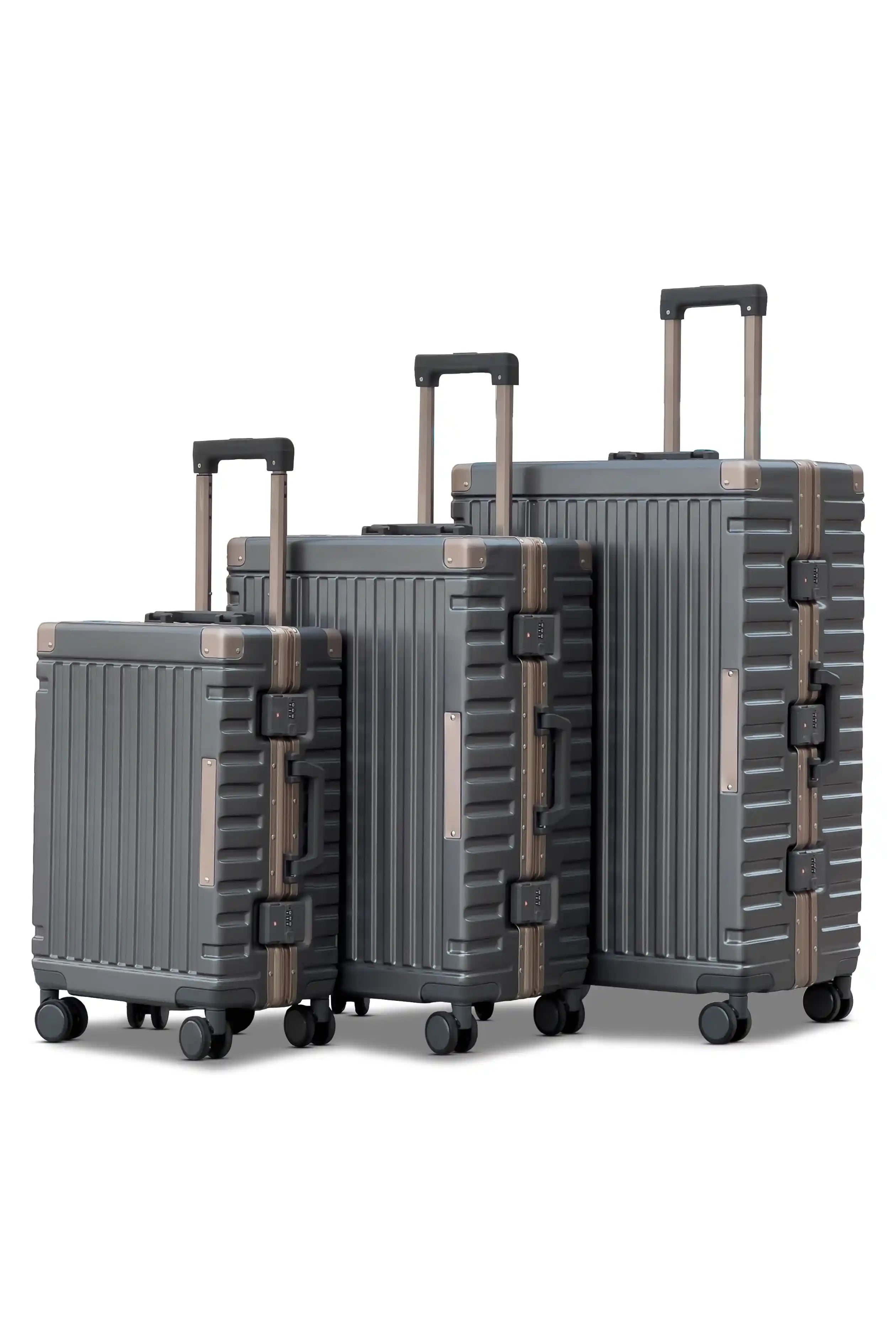 Aeris Aluminium Framed Lightweight 3 Pcs Set (20/24/28 Inch) Luggage Bags with Smooth Spinner Wheels