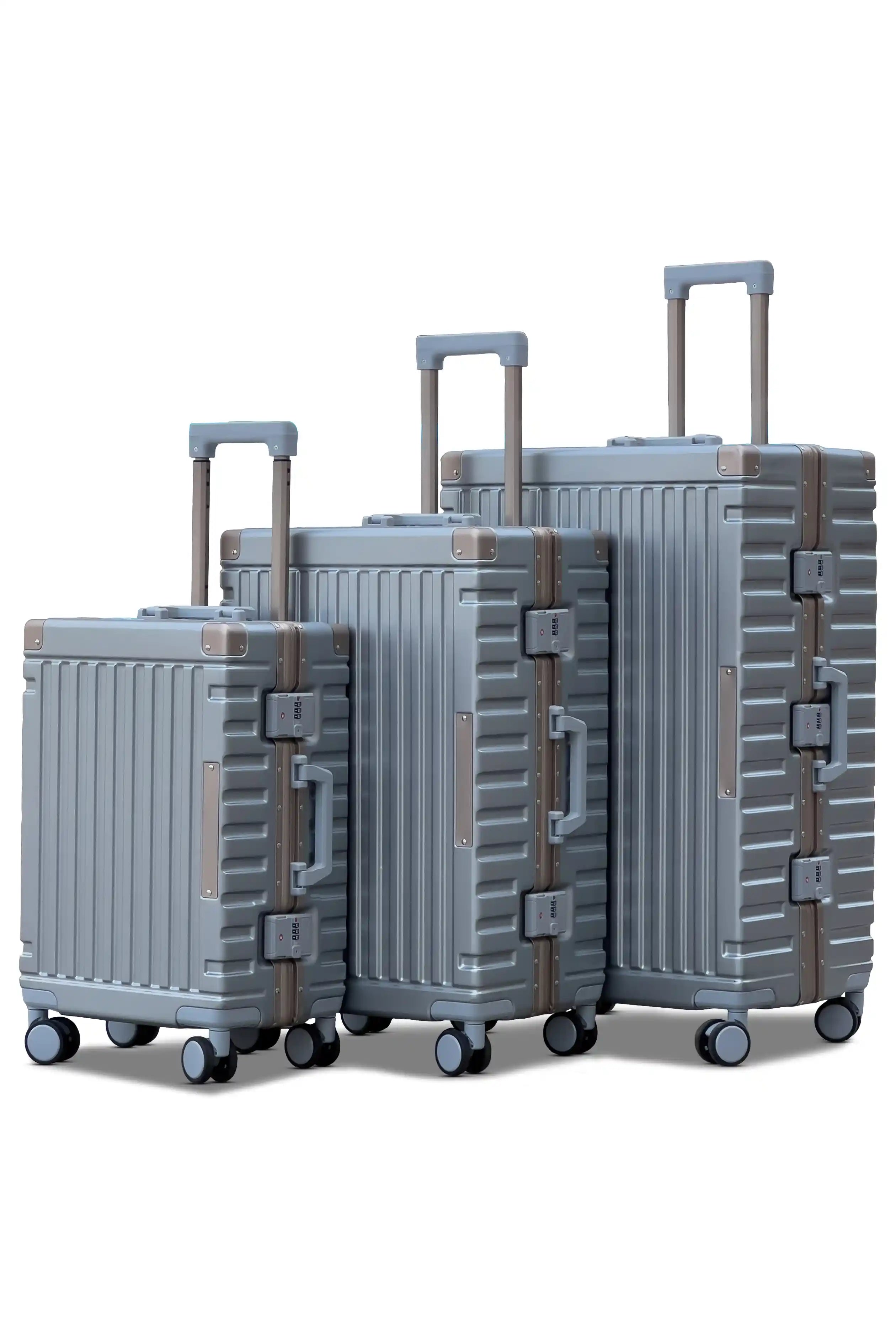 Aeris Aluminium Framed Lightweight 3 Pcs Set (20/24/28 Inch) Luggage Bags with Smooth Spinner Wheels