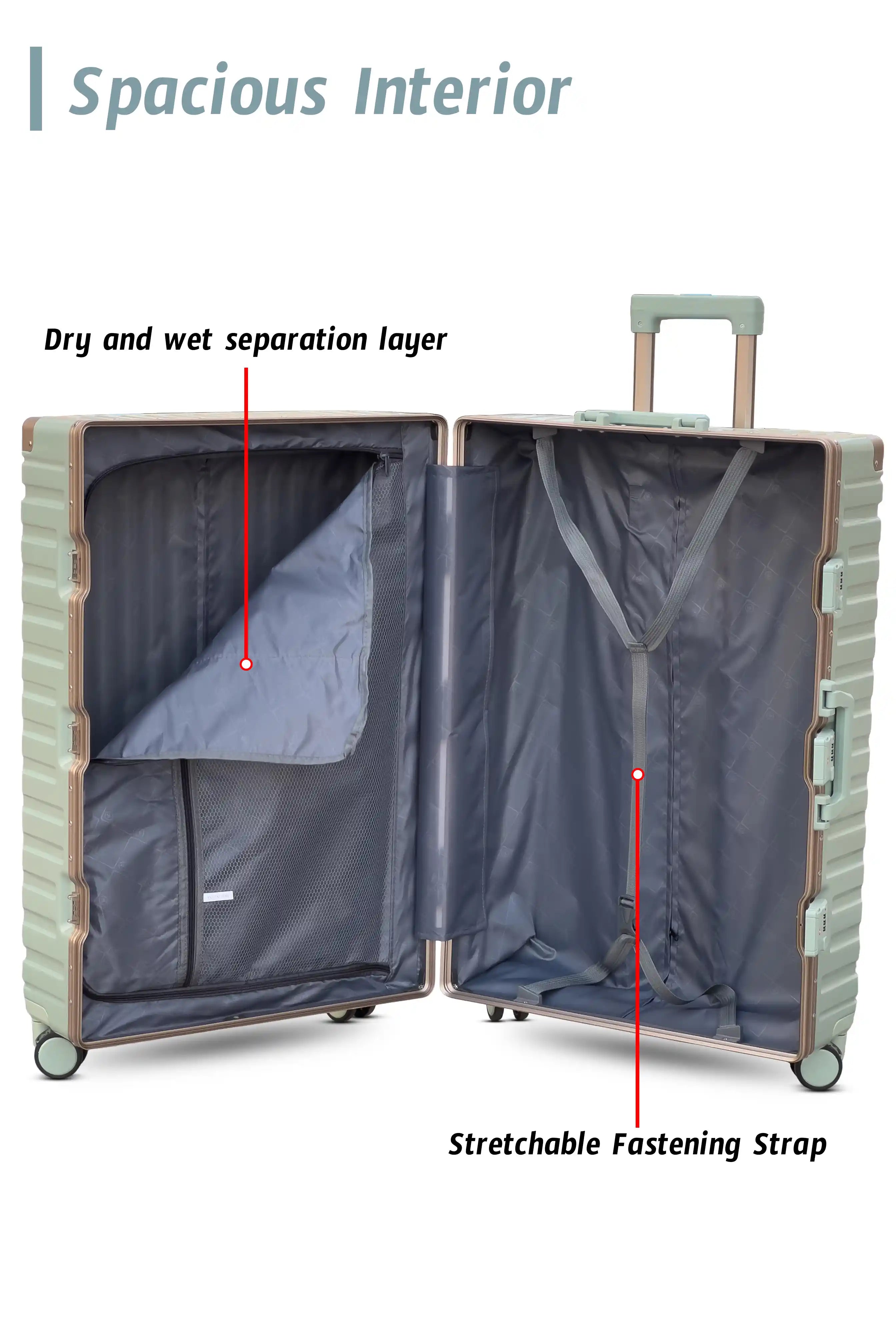 Aeris Aluminium Framed Lightweight 3 Pcs Set (20/24/28 Inch) Luggage Bags with Smooth Spinner Wheels