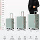 Aeris Aluminium Framed Lightweight 3 PCS(20/24/28 Inch) Set Luggage Bags with dimension chart