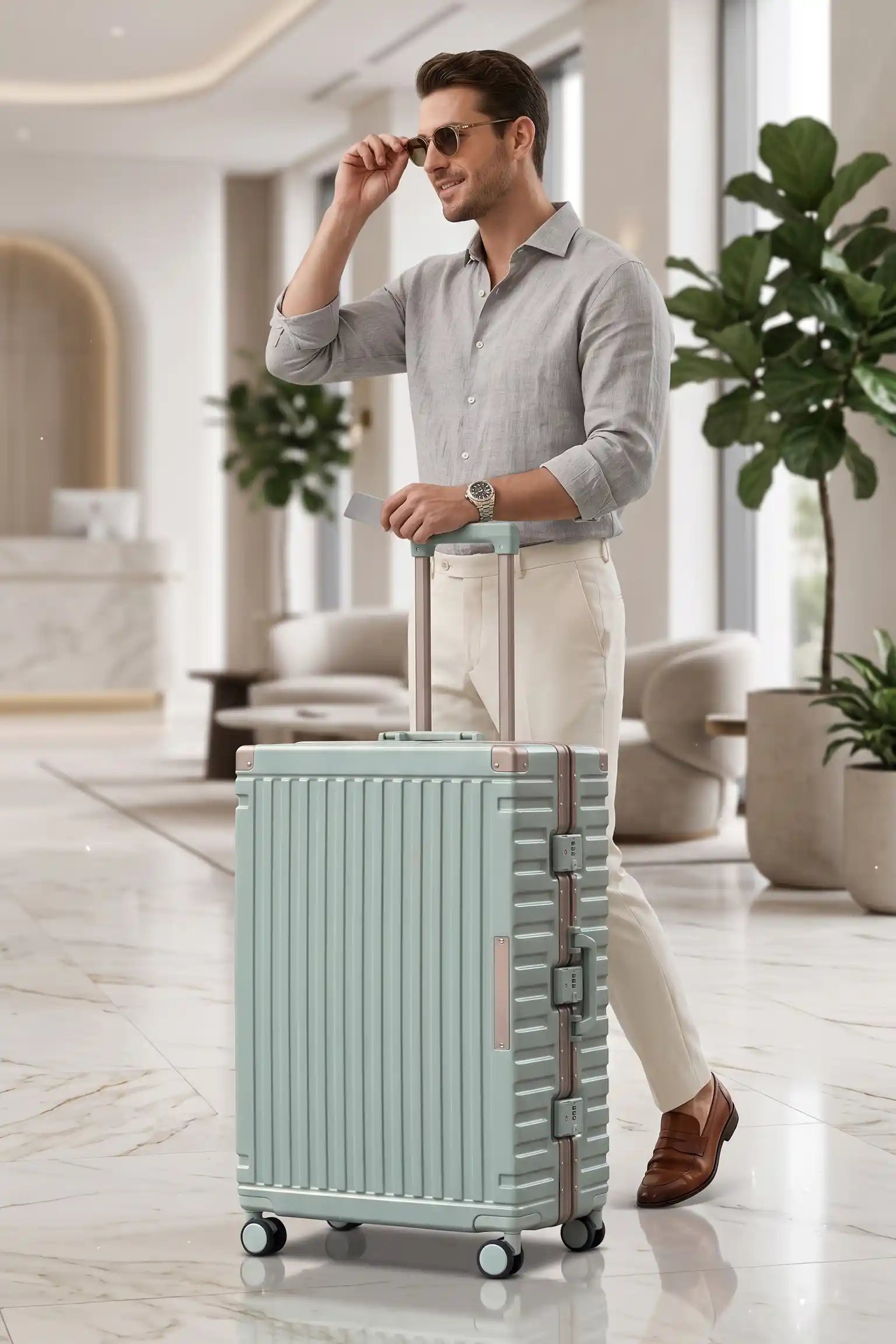 Aeris Aluminium Framed Lightweight 3 Pcs Set (20/24/28 Inch) Luggage Bags with Smooth Spinner Wheels