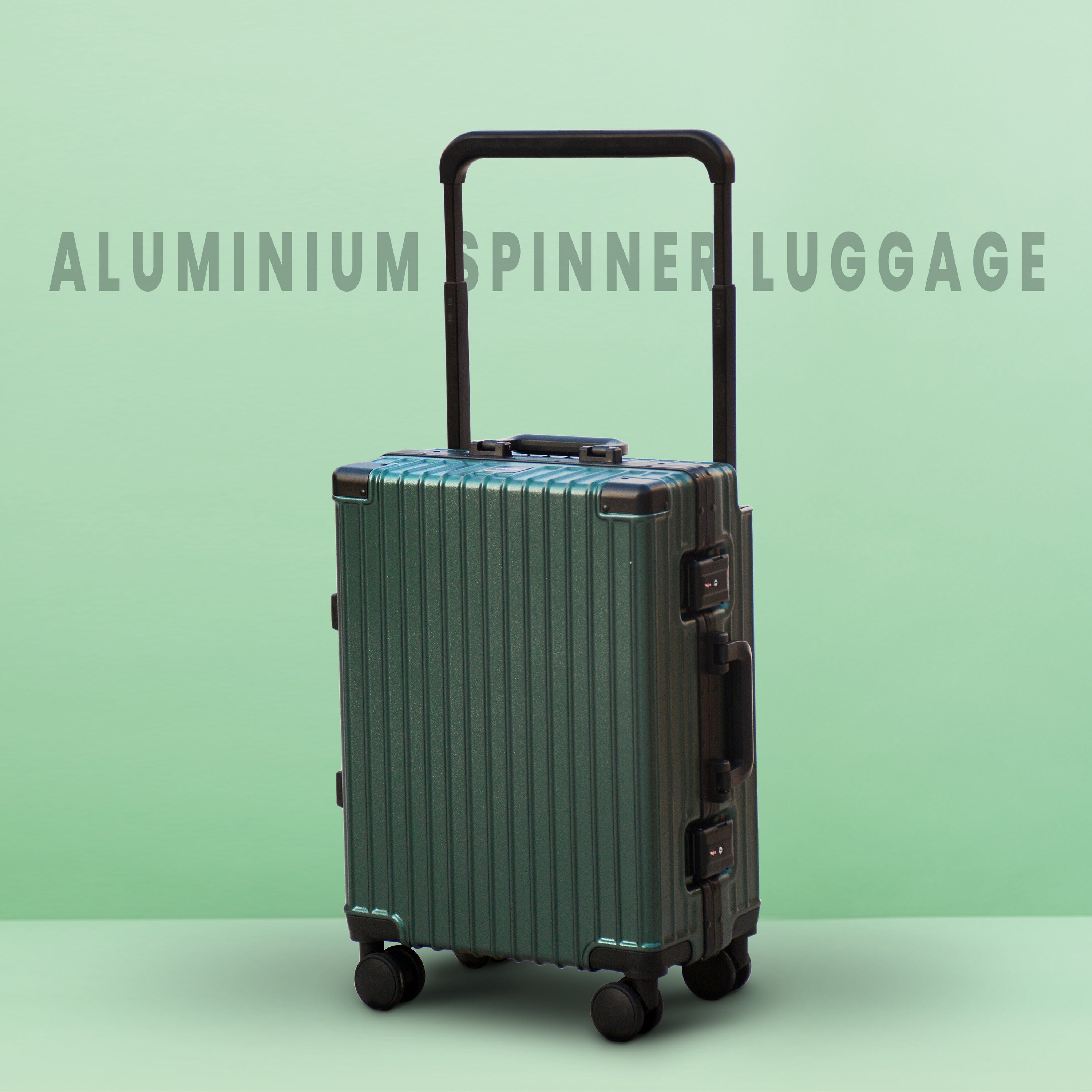 Spinner Hard Shell without Zipper Suitcase | 2 Piece Set 20, 28 Inch Aluminium Framed Wide Handle Luggage